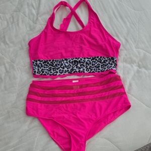 Pink Leopard Print Bikini Set